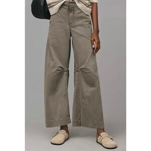 PILCRO Anthropologie Puddle Curve Wide Leg Pants Size 29 Moss Green